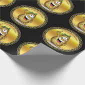 Cartoon personage aardappel met groen haar cadeaupapier (Hoek)