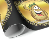 Cartoon personage aardappel met groen haar cadeaupapier (Rol Hoek)
