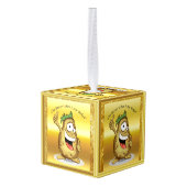 Cartoon personage aardappel met groen haar decoratie (Achter hoekig)