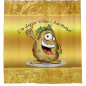 Cartoon personage aardappel met groen haar douchegordijn (Voorkant)