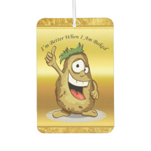 Cartoon personage aardappel met groen haar luchtverfrisser