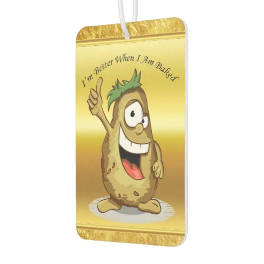 Cartoon personage aardappel met groen haar luchtverfrisser (Links)