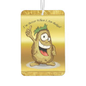 Cartoon personage aardappel met groen haar luchtverfrisser (Achterkant)