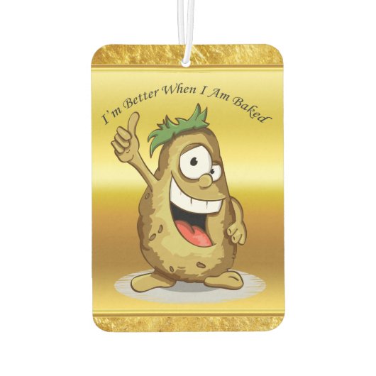 Cartoon personage aardappel met groen haar luchtverfrisser (Achterkant)