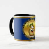 Cartoon personage aardappel met groen haar mok (Voorkant links)