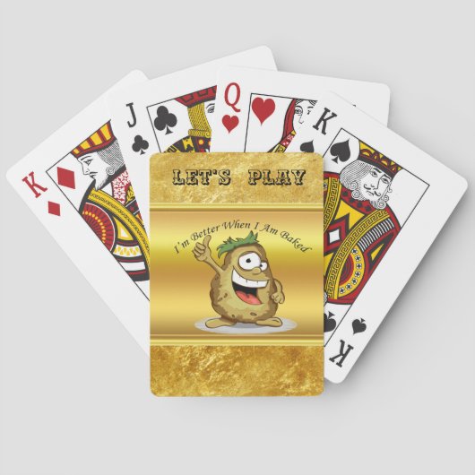 Cartoon personage aardappel met groen haar speelkaarten (Achterkant)