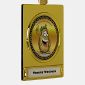 Cartoon personage aardappel met groen haar verguld banner ornament (Rechts)