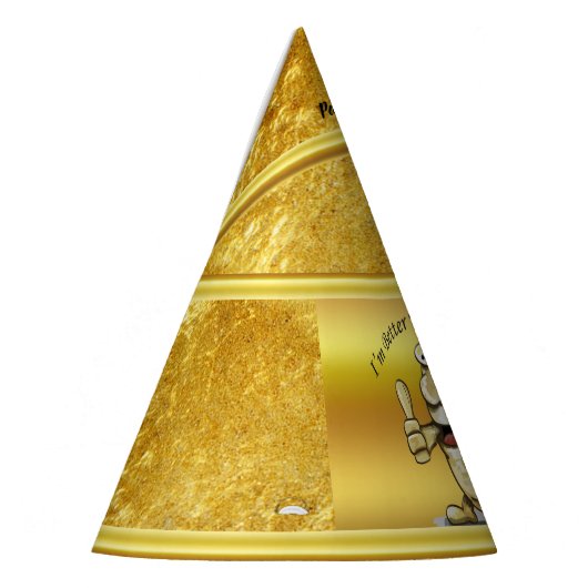 cartoon personage aardappel met grote ogen 1 feesthoedjes (Links)