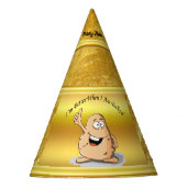 cartoon personage aardappel met grote ogen 2 feesthoedjes (Voorkant)