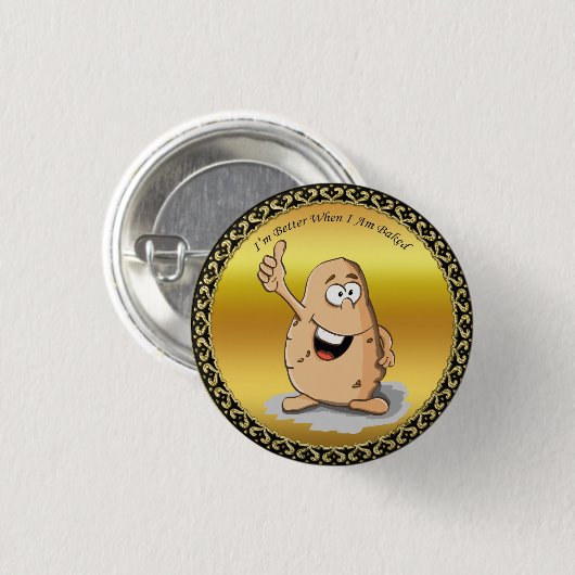 cartoon personage aardappel met grote ogen 2 ronde button 3,2 cm (Voorkant /achterkant)
