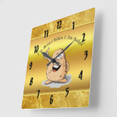 cartoon personage aardappel met grote ogen 2 vierkante klok (Hoek)