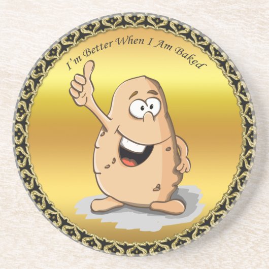 cartoon personage aardappel met grote ogen 2 zandsteen onderzetter (Voorkant)