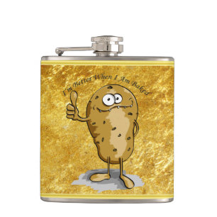 cartoon personage aardappel met grote ogen 3 heupfles