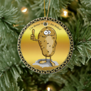 cartoon personage aardappel met grote ogen 3 keramisch ornament