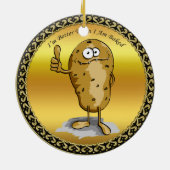 cartoon personage aardappel met grote ogen 3 keramisch ornament (Achterkant)