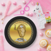 cartoon personage aardappel met grote ogen 3 papieren bordje (Feest)