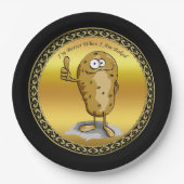 cartoon personage aardappel met grote ogen 3 papieren bordje (Voorkant)