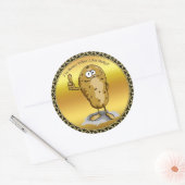 cartoon personage aardappel met grote ogen 3 ronde sticker (Envelop)