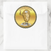 cartoon personage aardappel met grote ogen 3 ronde sticker (Tas)