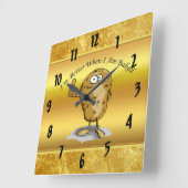 cartoon personage aardappel met grote ogen 3 vierkante klok (Hoek)