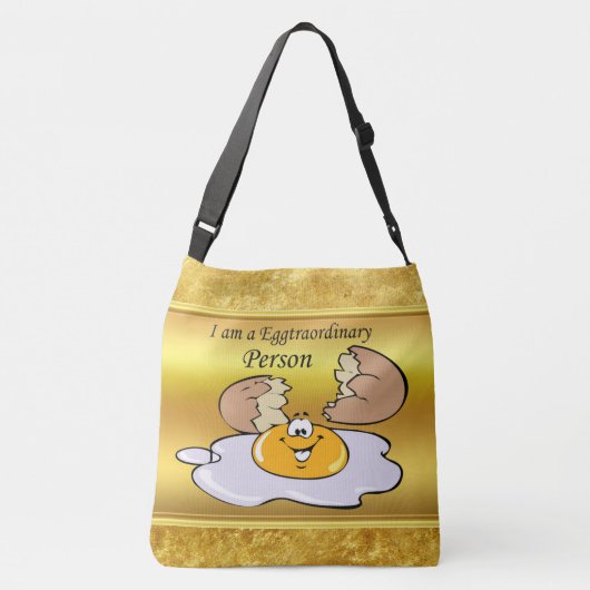 cartoon personage frituurde eicel met grote glimla crossbody tas (Achterkant)