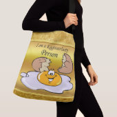 cartoon personage frituurde eicel met grote glimla crossbody tas (Dichtbij)
