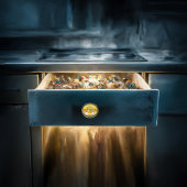 cartoon personage frituurde eicel met grote glimla keramische knop