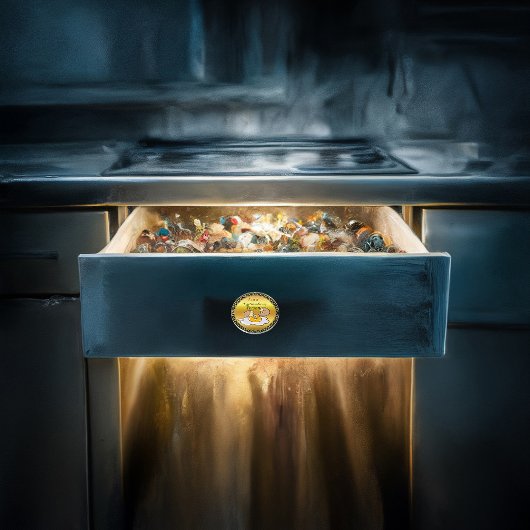 cartoon personage frituurde eicel met grote glimla keramische knop