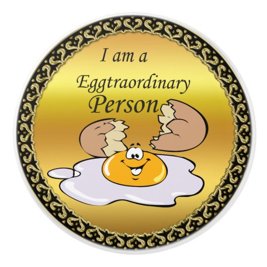 cartoon personage frituurde eicel met grote glimla keramische knop (Voorkant)