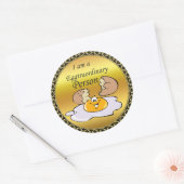 cartoon personage frituurde eicel met grote glimla ronde sticker (Envelop)