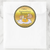 cartoon personage frituurde eicel met grote glimla ronde sticker (Tas)