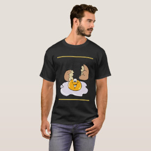 cartoon personage frituurde eicel met grote glimla t-shirt