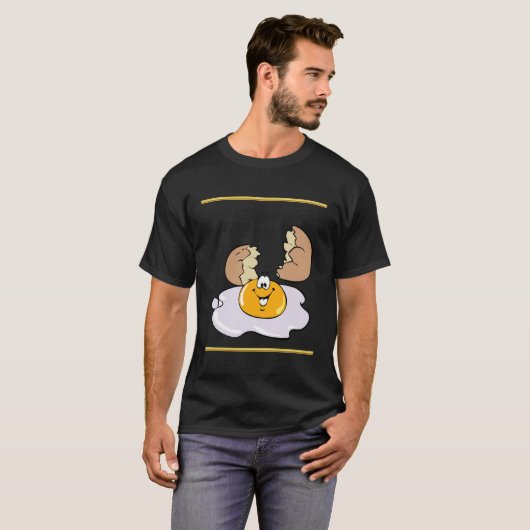 cartoon personage frituurde eicel met grote glimla t-shirt (Voorkant volledig)