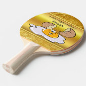 cartoon personage frituurde eicel met grote glimla tafeltennisbatje (Voorkant Gekanteld)