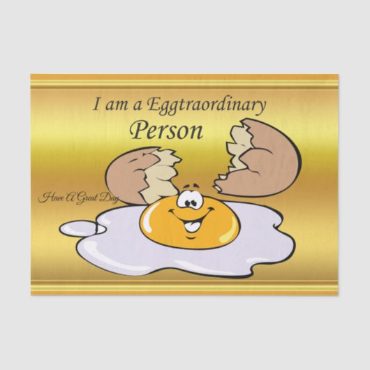 cartoon personage frituurde eicel met grote glimla tissuepapier (Voorkant)