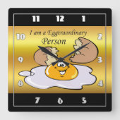 cartoon personage frituurde eicel met grote glimla vierkante klok (Voorkant)