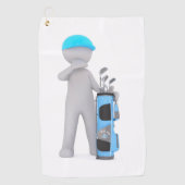 Cartoon personage met een Golf Bag Design Golfhanddoek (Voorkant)