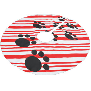 Cartoon Pet Paw Trail Candy Cane Kerstboom Rok