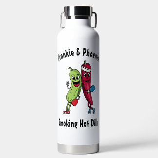 Cartoon Pickle en Pepper Pickleball Team Hot Dill Waterfles