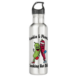 Cartoon Pickle en Pepper Pickleball Team Hot Dill Waterfles