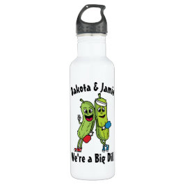 Cartoon Pickle Pair Pickleball Team Big Dill Stain Waterfles