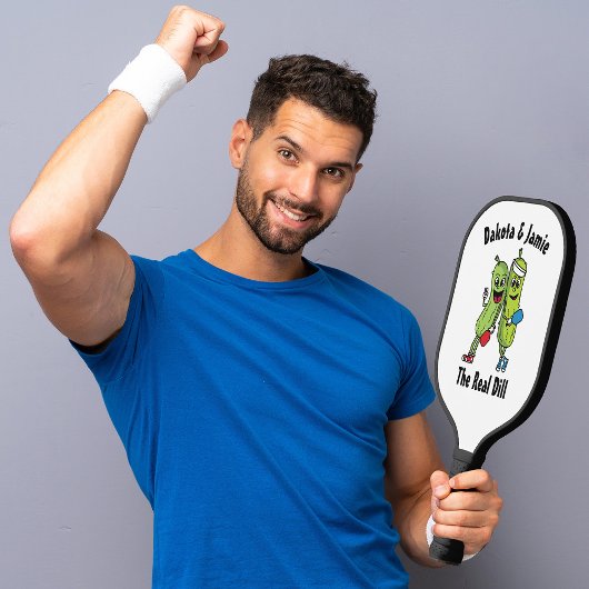 Cartoon Pickle Pair Pickleball Team Real Dill Pick Paddle