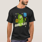 Cartoon Pickle wil pickleball spelen T-shirt (Voorkant)