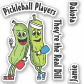 Cartoon Pickles Pickleball Spelers Pickleball Team Sticker (Voorkant)