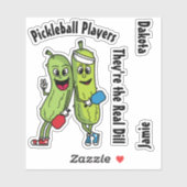 Cartoon Pickles Pickleball Spelers Pickleball Team Sticker (Vel)
