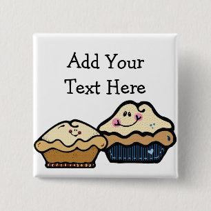 Cartoon Pies voor Pie Dag 23 Januari Vierkante Button 5,1 Cm