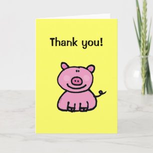 Cartoon Pig Bedankt Card