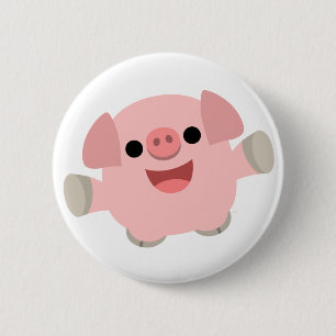 Cartoon Pig Button Badge