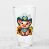 Cartoon Pig Dragen Cowboy Pet en Bandana Glas (Voorkant)