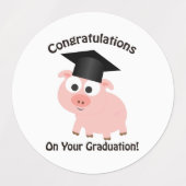 Cartoon Pig Gefeliciteerd met je Afstuderen Labels (Design 1)
